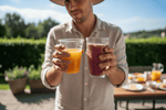 Comparing a juice and a smoothie side by side