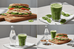 Four scenes showing protein, fiber, hydration, and a complete balanced lunch from Clean River Juice Bar