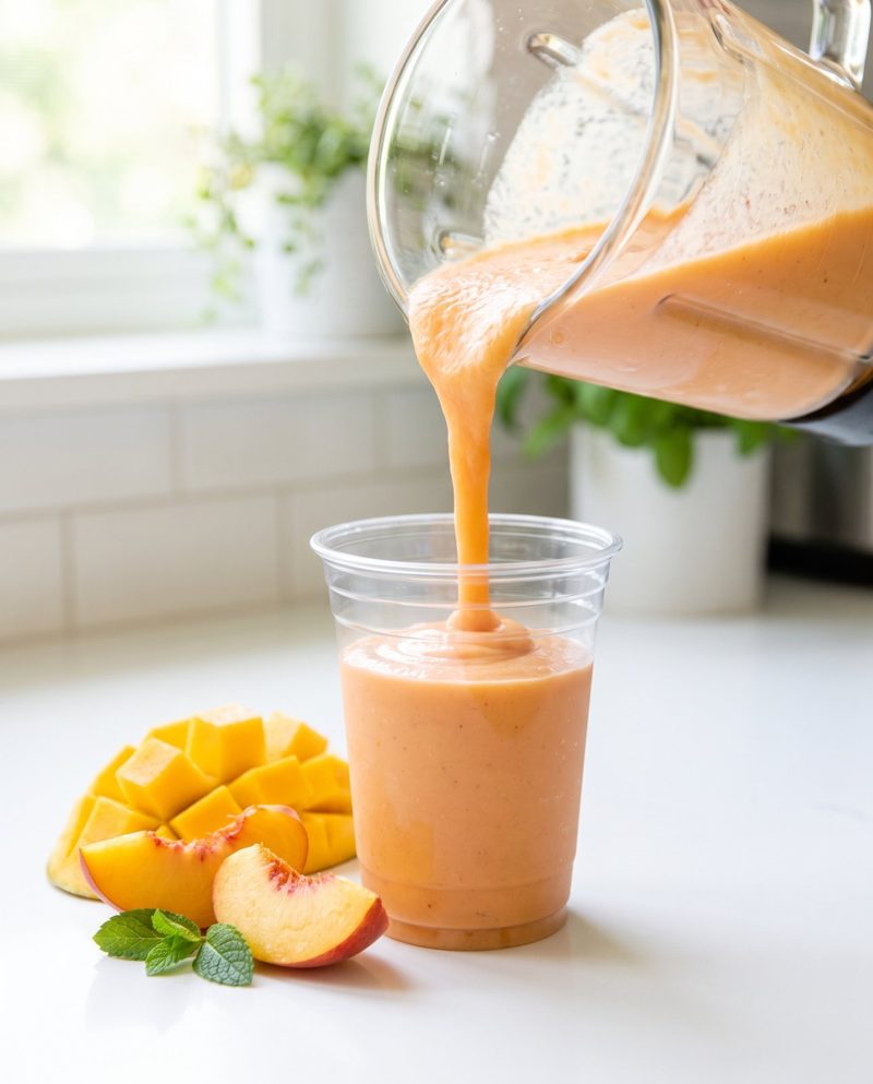 A fresh smoothie being poured